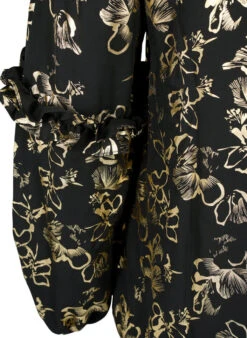 Zizzi Long-sleeved Blouse With Frills And Foil Print -Chic Soldes E04177A 0199 Details2