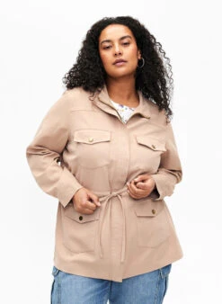 Zizzi Army Jacket With Drawstring Waist
