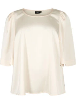 Zizzi Satin Blouse With Half-length Sleeves -Chic Soldes E04181A 0630 Front