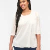 Zizzi Satin Blouse With Half-length Sleeves -Chic Soldes E04181A 0630 ModelFront