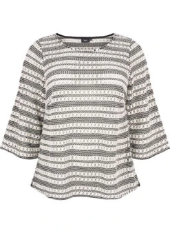 Zizzi Crochet Blouse With 3/4 Sleeves -Chic Soldes E04186A 0199 Front