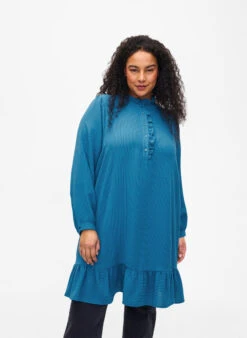 Zizzi Striped Dress With Ruffle Details