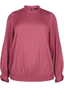 Zizzi Smock Blouse With Ruffles And Texture -Chic Soldes E04206A 2121 Front