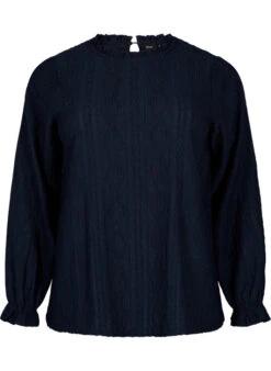 Zizzi Blouse With Ruffle Details And Tone-on-tone Pattern -Chic Soldes E04207A 1496 Front