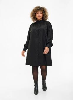 Zizzi Viscose Shirt Dress With Ruffles -Chic Soldes E04208A 0199 ModelFullBody
