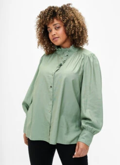 Zizzi Viscose Shirt Blouse With Ruffles