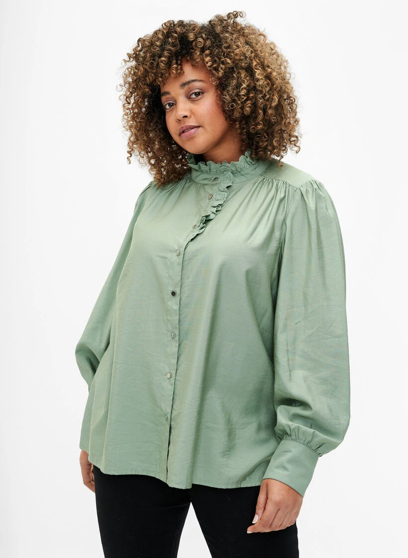 Zizzi Viscose Shirt Blouse With Ruffles 3 Zizzi Viscose Shirt Blouse With Ruffles