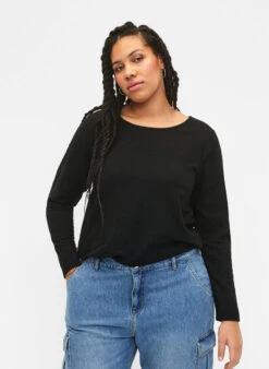 Zizzi Long-sleeved Blouse With Texture -Chic Soldes E04209A 0199 ModelDetail1