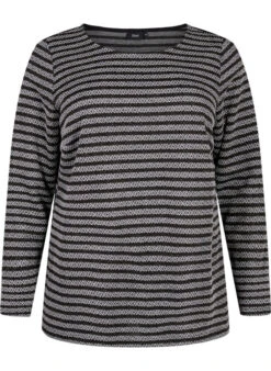 Zizzi Round Neck Blouse With Striped Pattern -Chic Soldes E04210A 0199 Front