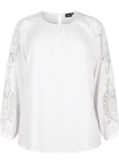 Zizzi Long Sleeve Blouse With Crochet Details -Chic Soldes E04211A 1101 Front