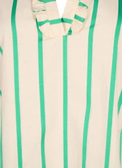 Zizzi Striped Tunic In Cotton With Smock And Ruffles -Chic Soldes E04212B 9990 Details1