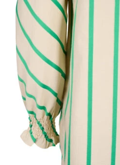Zizzi Striped Tunic In Cotton With Smock And Ruffles -Chic Soldes E04212B 9990 Details3