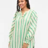Zizzi Striped Tunic In Cotton With Smock And Ruffles -Chic Soldes E04212B 9990 ModelFront