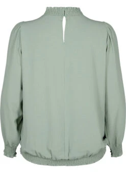 Zizzi Solid Color Smock Blouse With Long Sleeves -Chic Soldes E04213B 0850 Back