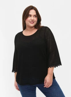 Zizzi Knit Top With 3/4 Sleeves