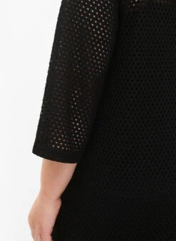Zizzi 3/4 Sleeve Dress With Knitted Lace Pattern -Chic Soldes E04214B 0199 ModelDetail2