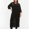Zizzi 3/4 Sleeve Dress With Knitted Lace Pattern -Chic Soldes E04214B 0199 ModelFront