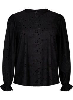 Zizzi Long-sleeved Blouse With Hole Pattern -Chic Soldes E04216A 0199 Front