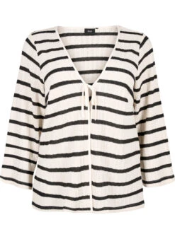 Zizzi Striped Cardigan With Tie-string -Chic Soldes E04218A 9990 Front