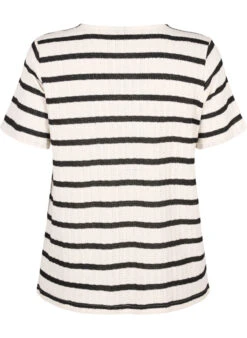 Zizzi Short Sleeve Blouse With Contrast-colored Stripes -Chic Soldes E04218B 9990 Back