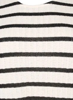 Zizzi Short Sleeve Blouse With Contrast-colored Stripes -Chic Soldes E04218B 9990 Details1