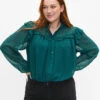 Zizzi Shirt Blouse With Ruffles And Dotted Texture -Chic Soldes E04222A 1566 ModelFront