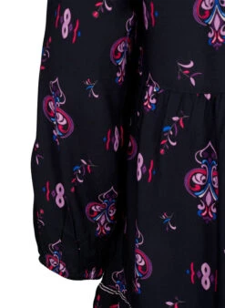 Zizzi Long Sleeve Viscose Dress With Print -Chic Soldes E04223A 9990 Details2
