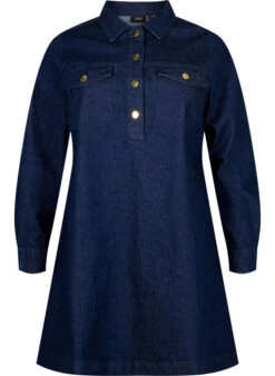 Zizzi Denim Dress With A-shape And Buttons -Chic Soldes E04226A 1075 Front