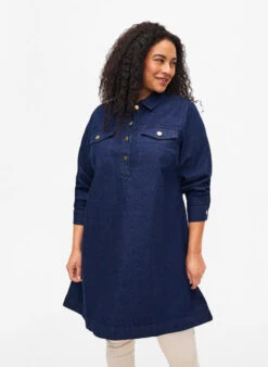Zizzi Denim Dress With A-shape And Buttons
