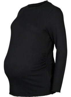 Zizzi Long-sleeved Maternity Blouse In Rib