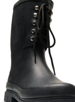 Zizzi Wide Fit Rubber Boot With Laces -Chic Soldes F00004A 0199 Back