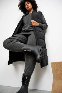 Zizzi Wide Fit Rubber Boot With Laces