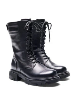 Zizzi Wide Fit Leather Boot With Zip And Laces -Chic Soldes F00008A 0199 Back