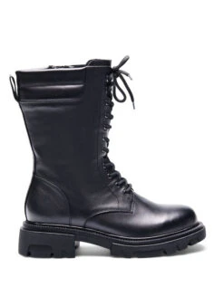Zizzi Wide Fit Leather Boot With Zip And Laces -Chic Soldes F00008A 0199 Front
