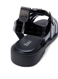 Zizzi Wide Fit Sandal In Shiny Crocodile Leather -Chic Soldes F00011B 0199 Details3