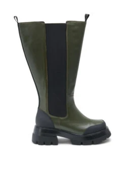 Zizzi Wide Fit Leather Boot With Long Shaft And Elastic -Chic Soldes F00021B 2216 Front