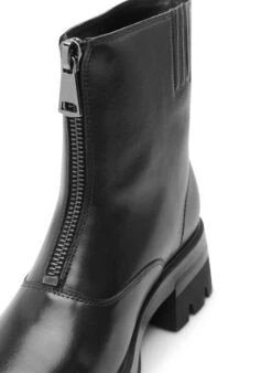 Zizzi Short Wide Fit Leather Boot With Zipper -Chic Soldes F00022A 0199 Details3