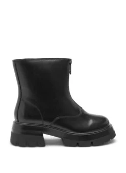 Zizzi Short Wide Fit Leather Boot With Zipper -Chic Soldes F00022A 0199 Front