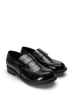 Zizzi Wide Fit Croco Loafers In Leather -Chic Soldes F00033A 0199 Back