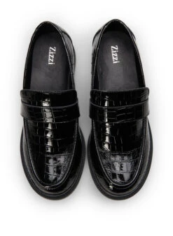 Zizzi Wide Fit Croco Loafers In Leather -Chic Soldes F00033A 0199 Details1