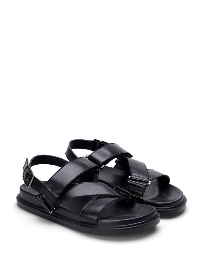 Zizzi Wide Fit Leather Sandal With Adjustable Straps 5 Zizzi Wide Fit Leather Sandal With Adjustable Straps – Image 3