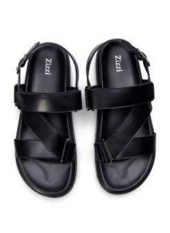 Zizzi Wide Fit Leather Sandal With Adjustable Straps 12 Zizzi Wide Fit Leather Sandal With Adjustable Straps -Chic Soldes F00038A 0199 Details1