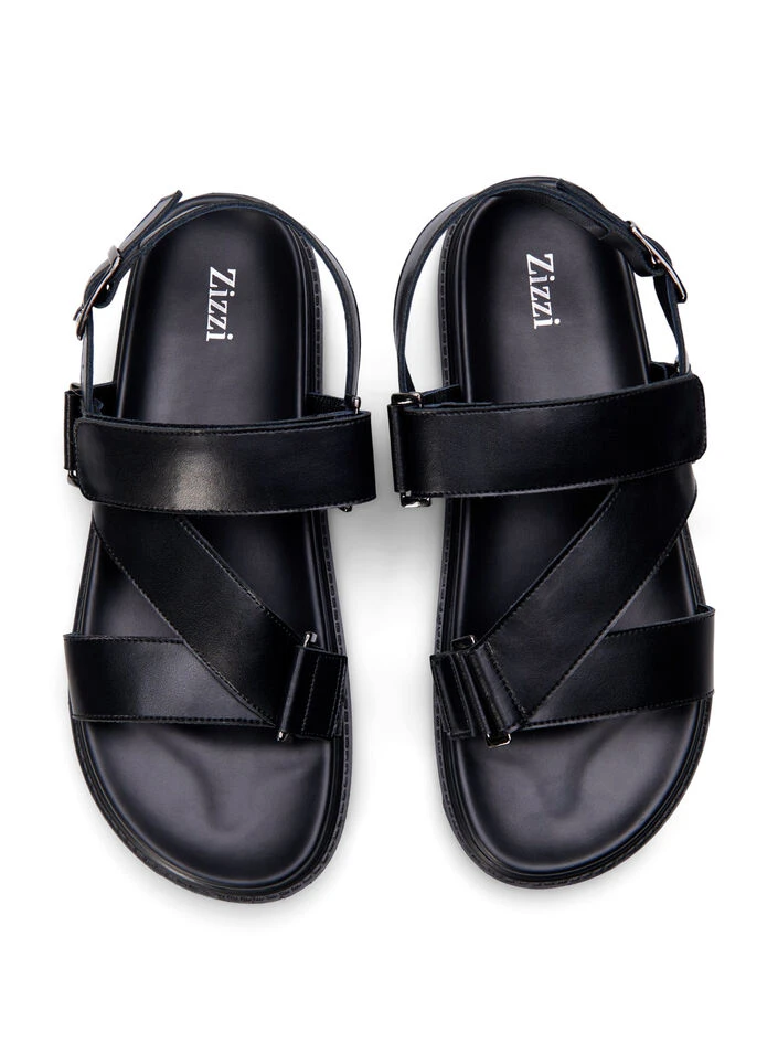 Zizzi Wide Fit Leather Sandal With Adjustable Straps 6 Zizzi Wide Fit Leather Sandal With Adjustable Straps – Image 4