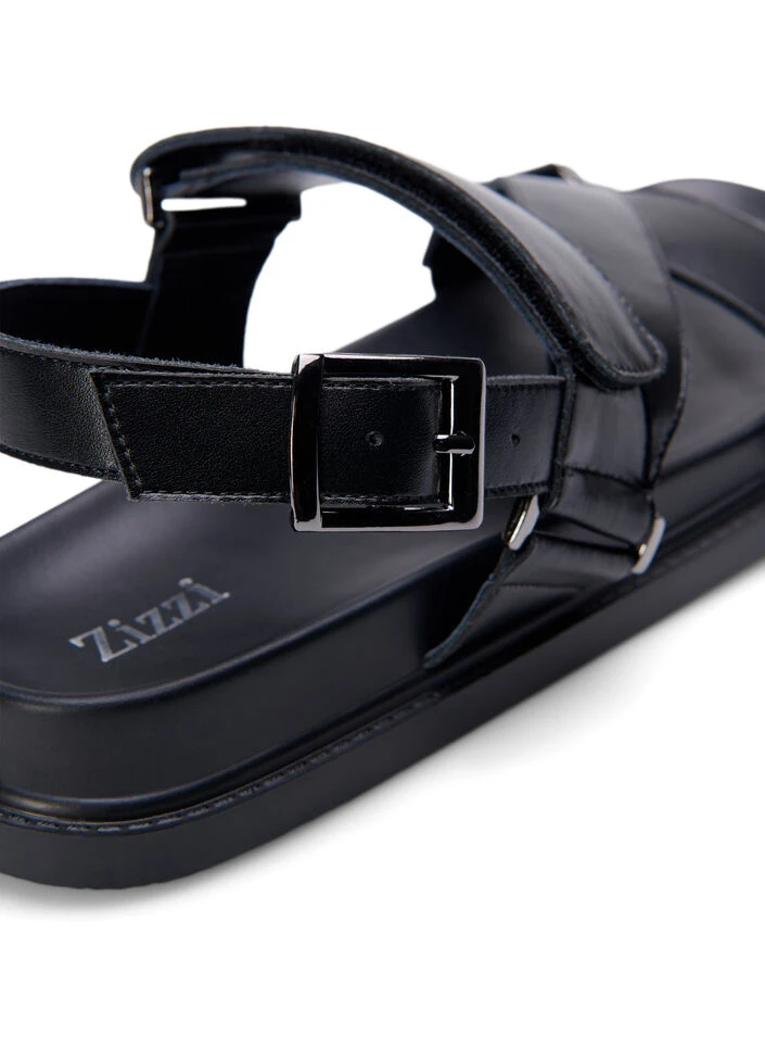 Zizzi Wide Fit Leather Sandal With Adjustable Straps 8 Zizzi Wide Fit Leather Sandal With Adjustable Straps – Image 6