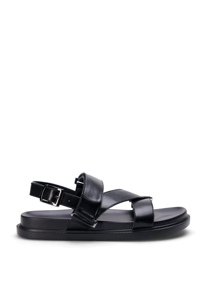 Zizzi Wide Fit Leather Sandal With Adjustable Straps 4 Zizzi Wide Fit Leather Sandal With Adjustable Straps – Image 2