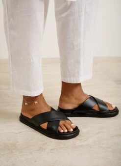 Zizzi Wide Fit Sandal With Crossed Straps