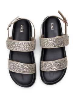 Zizzi Wide Fit Glitter Sandal With Velcro Closure -Chic Soldes F00046A 1950 Details1