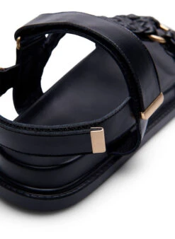 Zizzi Wide Fit Leather Sandal With Velvet Straps -Chic Soldes F00057A 0199 Details3
