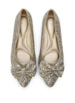 Zizzi Wide Fit Glitter Ballerina With Bow -Chic Soldes F00058A 1950 Details1