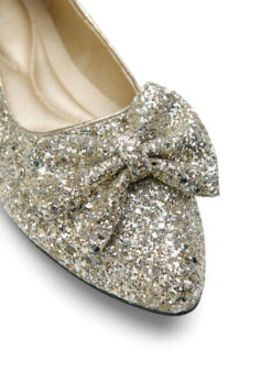 Zizzi Wide Fit Glitter Ballerina With Bow -Chic Soldes F00058A 1950 Details2